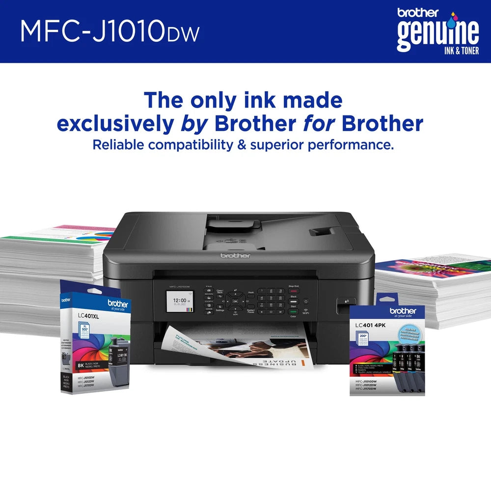 Brother - MFC-J1010DW Wireless Color All-in-One Refresh Subscription Eligible Inkjet Printer - Black