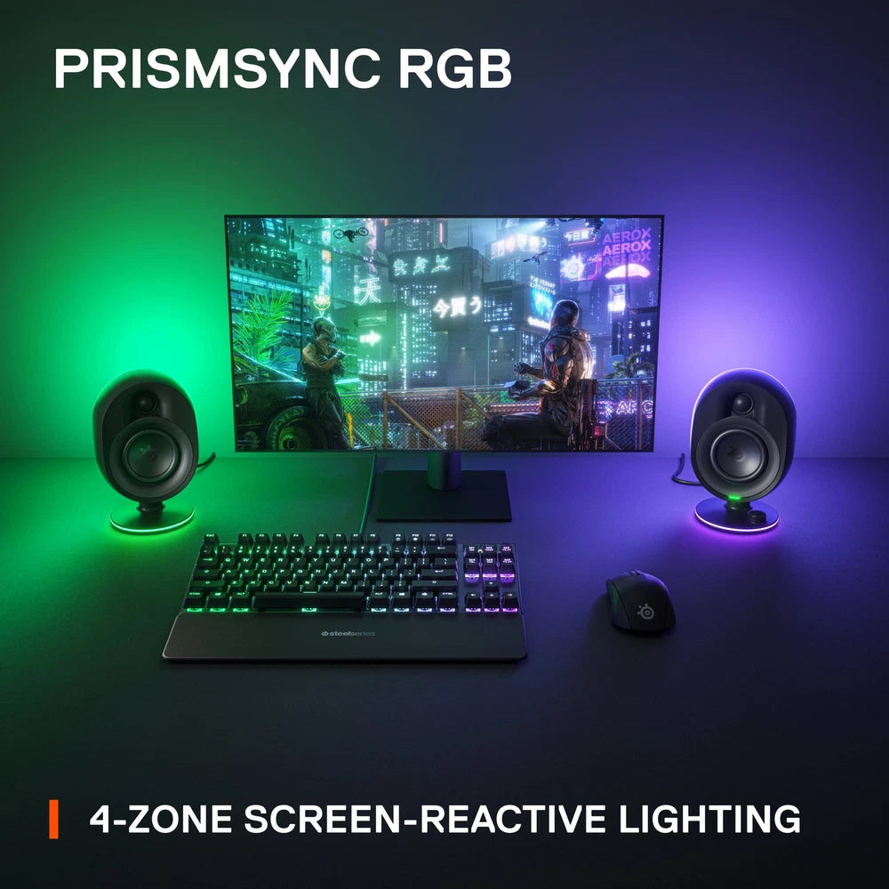 SteelSeries - Arena 7 2.1 Bluetooth Gaming Speakers with RGB Lighting (3 Piece) - Black